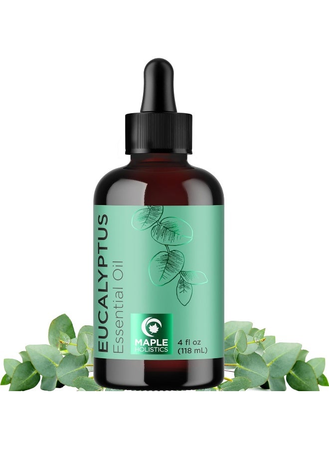 Maple Holistics Pure Eucalyptus Essential Oil 4oz - Invigorating Eucalyptus Essential Oil for Diffuser Home Spa Aromatherapy and Natural Bath Oil - Eucalyptus Oil for Diffuser Dry Scalp Care and DIY Skin Care - Image 1